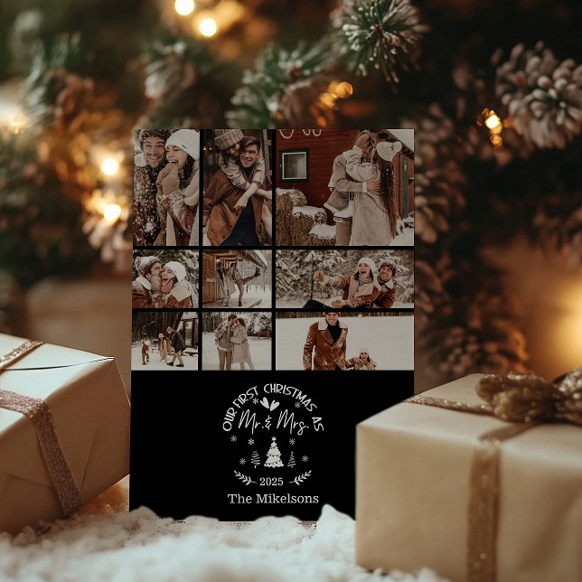 Cartes Pour Fêtes Annuelles 9 Photo First Christmas as Mr. & Mrs (Créateur téléchargé)