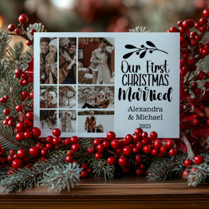 Cartes Pour Fêtes Annuelles 9 Photo Minimaliste Notre Premier Noël Marié