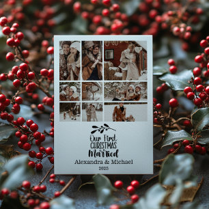Cartes Pour Fêtes Annuelles 9 Photo Minimaliste Notre Premier Noël Mariés