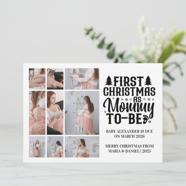 Cartes Pour Fêtes Annuelles 9 Photo Mommy to be Christmas Pregnancy  (Debout devant)