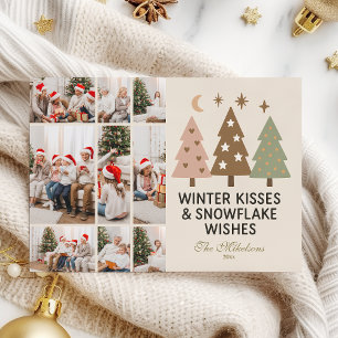 Cartes Pour Fêtes Annuelles 9 Photo Rétro Baisers d'Hiver et Vœux de Flocon de