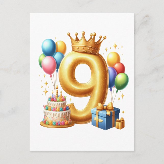 Cartes Pour Fêtes Annuelles 9e anniversaire doré (Devant)
