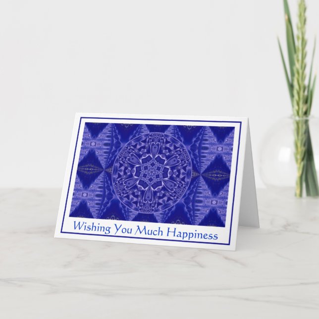 Cartes Pour Fêtes Annuelles A001 Snowflake Mandala.Blue.Customizable.Card 2 (Devant)