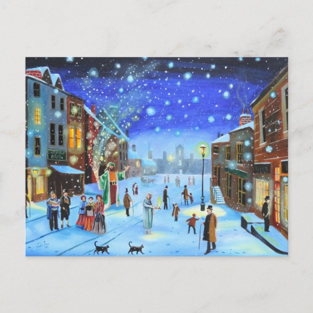 Cartes Pour Fêtes Annuelles A Christmas Carol Scrooge Winter street scene Holi (Devant)