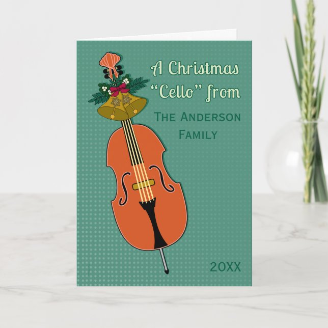 Cartes Pour Fêtes Annuelles A Christmas Cello Add Name and Date Traditional (Devant)