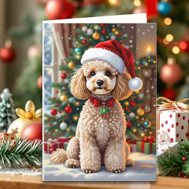 Cartes Pour Fêtes Annuelles A Cute Poodle Christmas Personalized (Créateur téléchargé)