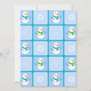 Cartes Pour Fêtes Annuelles À damiers hiver bonhomme de neige motif et flocons