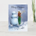 Cartes Pour Fêtes Annuelles A Fairy Snowy Winter<br><div class="desc">Give someone special a smile with this fairy Christmas card! For this is more than just a fairy, dressed for the season, stumping about the snow, making a snowman, and making sure he's steady to stand on his own. No, there is more to a fairy life than one may think....</div>