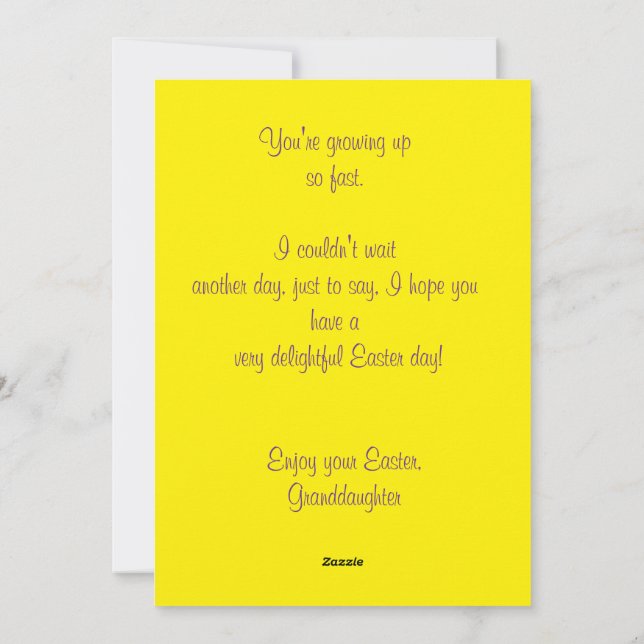 CARTES POUR FÊTES ANNUELLES A GRANDDAUGHTER'S PERSONALIZED EASTER CARD  (Dos)