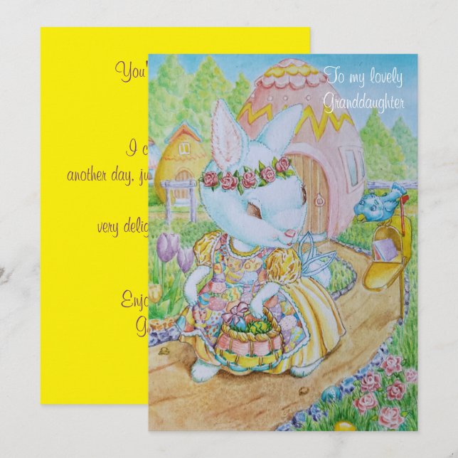 CARTES POUR FÊTES ANNUELLES A GRANDDAUGHTER'S PERSONALIZED EASTER CARD  (Devant / Derrière)