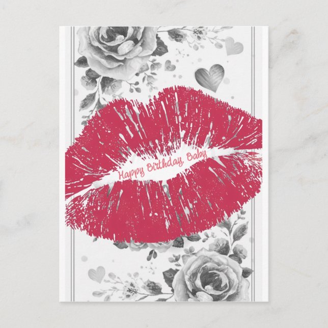 Cartes Pour Fêtes Annuelles A Kiss For You on a Happy Birthday Postcard (Devant)