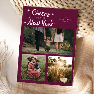Cartes Pour Fêtes Annuelles À la nouvelle année Canneberge Multi Photo
