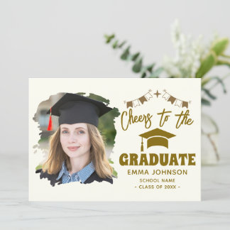 Cartes Pour Fêtes Annuelles À la réussite du diplômé Photo personnalisée Nom F