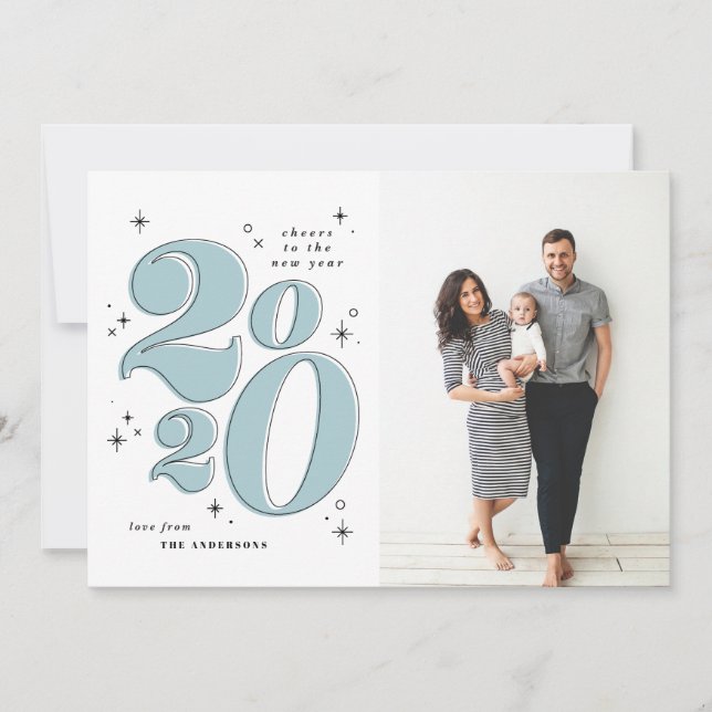 Cartes Pour Fêtes Annuelles À l'année nouvelle typographie gras 2020 (Devant)