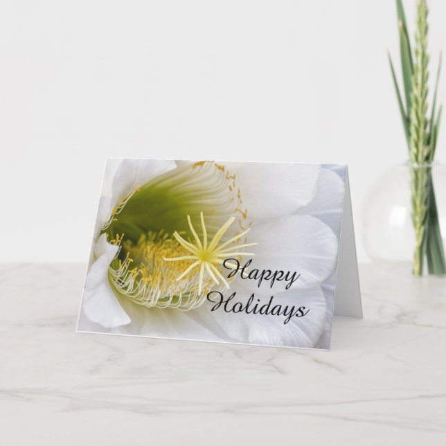 Cartes Pour Fêtes Annuelles À l'intérieur d'un cactus blanc en fleurs (Devant)