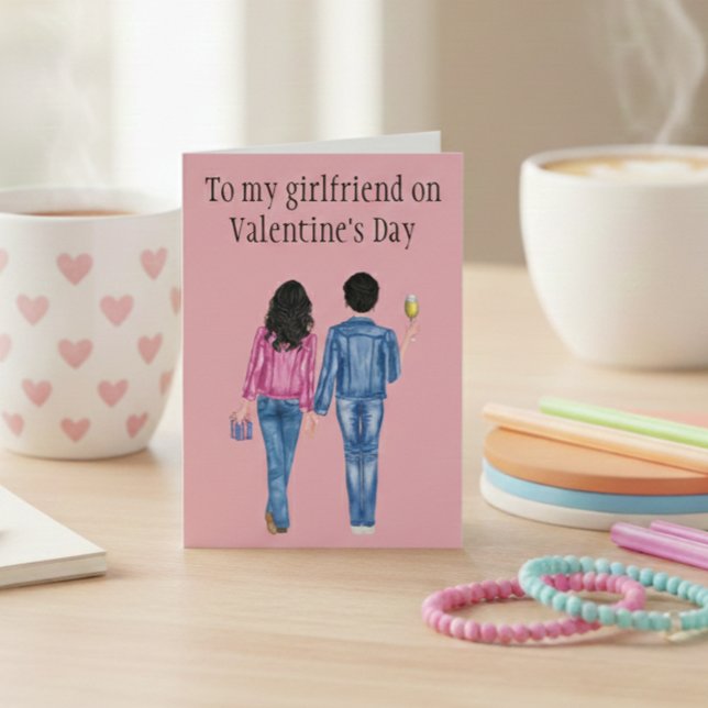 Cartes Pour Fêtes Annuelles À ma petite amie pour la Saint-Valentin aquarelle (Créateur téléchargé)