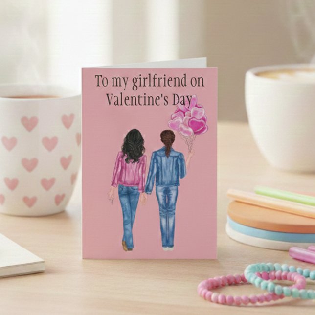 Cartes Pour Fêtes Annuelles À ma petite amie sur l'aquarelle de la Saint Valen (Créateur téléchargé)