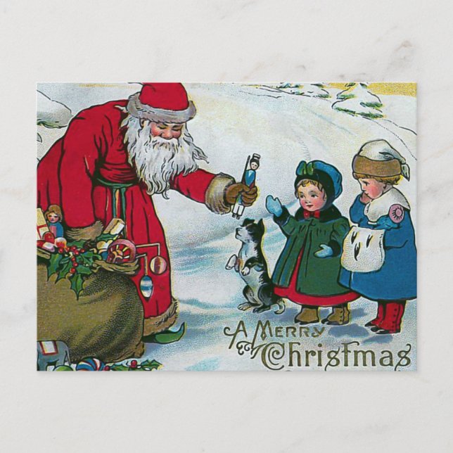 Cartes Pour Fêtes Annuelles "A Merry Christmas" Vintage (Devant)