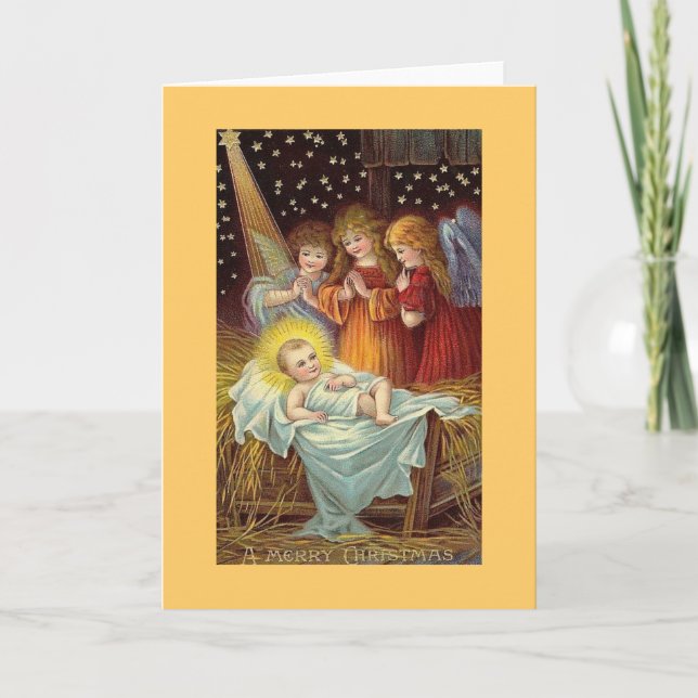 Cartes Pour Fêtes Annuelles A Mery Christmas Angels (Devant)