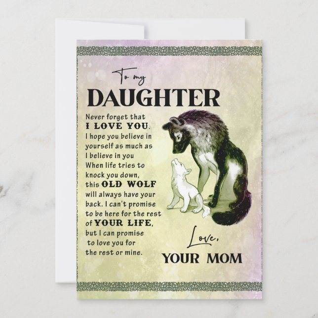 Cartes Pour Fêtes Annuelles À Mon Cadeau Fille, Lettre D'Amour Fille Et Maman (Devant)