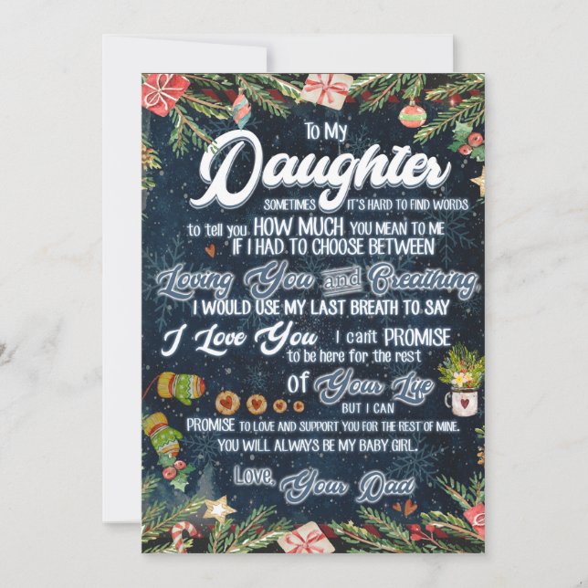 Cartes Pour Fêtes Annuelles À Mon Cadeau Fille, Lettre De Noël À Fille (Devant)