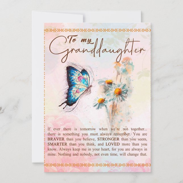 Cartes Pour Fêtes Annuelles À Mon Cadeau Petite-Fille, Beau Cadeau Papillon (Devant)