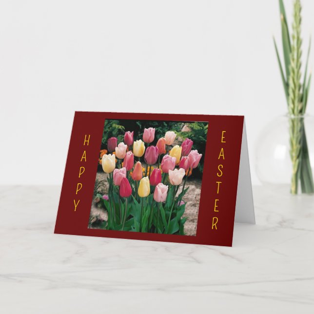 CARTES POUR FÊTES ANNUELLES À "MON ENSEIGNANT" À PÂQUES (TULIPS) (Devant)
