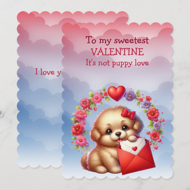 Cartes Pour Fêtes Annuelles À Mon Mignon Valentin Amour de Chien (Devant / Derrière)