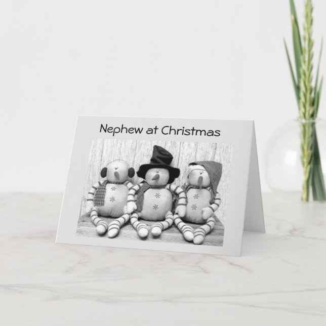 CARTES POUR FÊTES ANNUELLES À *NEPHEW* À NOËL DE CUTE SNOWMEN (Devant)