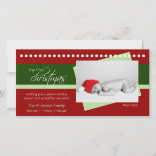 Cartes Pour Fêtes Annuelles Ă?res vacances Photocard de Noël du bébé (rouge)
