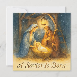 Cartes Pour Fêtes Annuelles A Savior Is Born Nativity Christmas Holiday Card