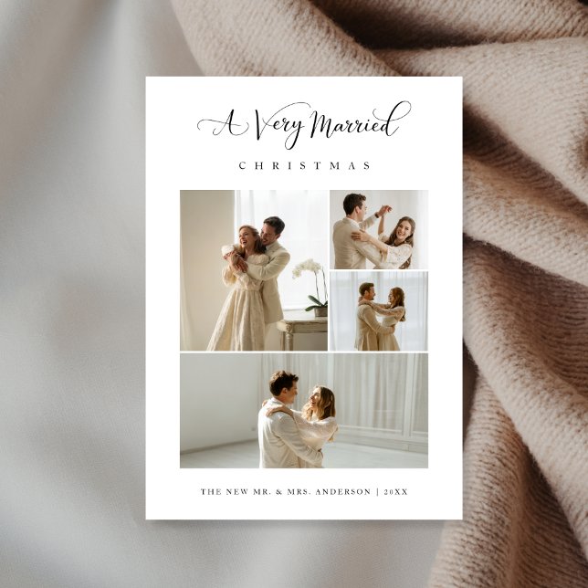 Cartes Pour Fêtes Annuelles A Very Married Christmas Elegant 4 Photo (Créateur téléchargé)