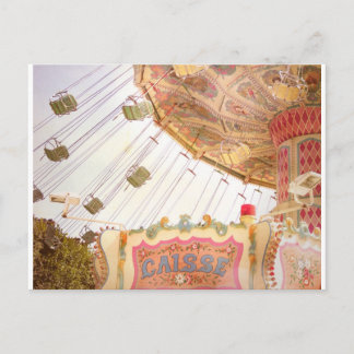 Cartes Pour Fêtes Annuelles A vintage merry-go-round in Paris on postcard