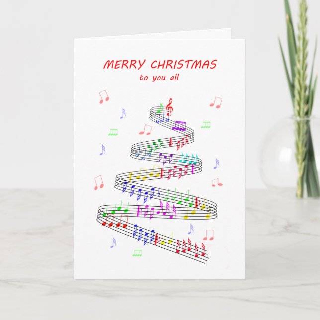 Cartes Pour Fêtes Annuelles À vous tous Partition Musique avec Stave Noël (Devant)