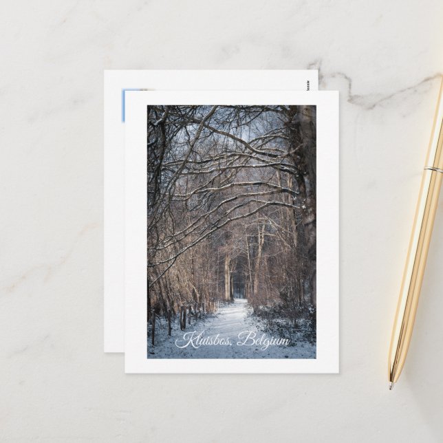 Cartes Pour Fêtes Annuelles A Winters Day in Kluisbos Belgium (Devant/Arrière en situation)