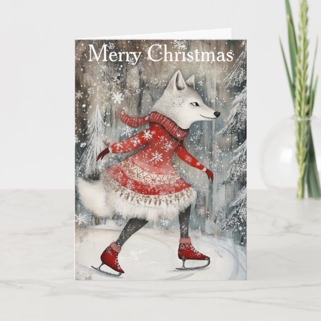 Cartes Pour Fêtes Annuelles A Wolf Ice Skating (Devant)