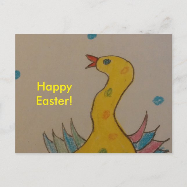 Cartes Pour Fêtes Annuelles #ABC Art par les enfants, Canard de Pâques (Devant)