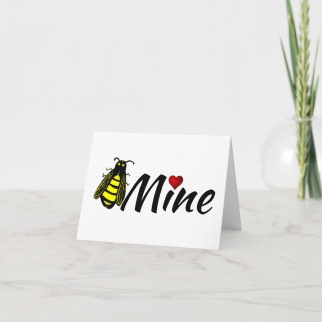 Cartes Pour Fêtes Annuelles Abeille miel mignonne avec coeur rouge Valentine (Devant)