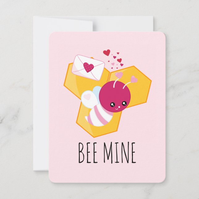 Cartes Pour Fêtes Annuelles Abeille mijote Abeille avec coeur de Saint-Valenti (Devant)