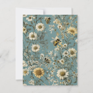 Cartes Pour Fêtes Annuelles Abeilles de miel et Fleurs sauvages