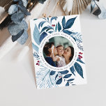 Cartes Pour Fêtes Annuelles Abondant | Aquarelle Botanique Hanoukka Photo<br><div class="desc">L'élégant Hanoukka carte photo présente une photo préférée entourée d'un feuillage botanique bleu luxuriant et de minuscules baies rouges. Personnalisez-vous avec un message de voeux de vacances personnalisé (montré avec "vous souhaiter la lumière, la paix et l'amour"), et vos noms courbés autour de la photo. Ajoutez quatre images supplémentaires à...</div>