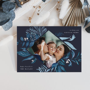 Cartes Pour Fêtes Annuelles Abondant   Aquarelle Botanique Hanoukka Photo