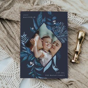 Cartes Pour Fêtes Annuelles Abondant   Aquarelle Botanique Hanoukka Photo