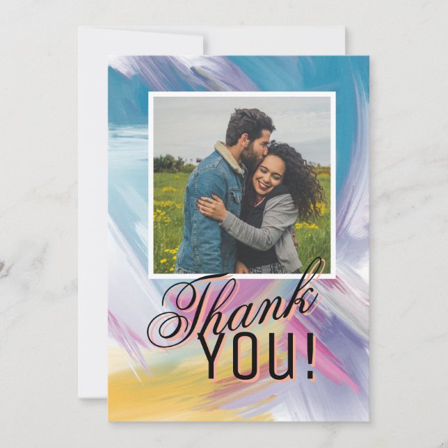 Cartes Pour Fêtes Annuelles Abstract Paint-Stroke Photo Custom Thank You (Devant)
