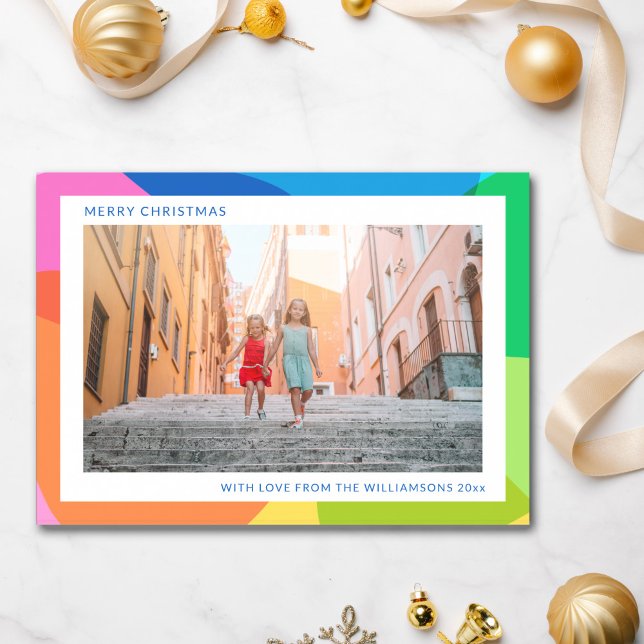 Cartes Pour Fêtes Annuelles Abstrait arc-en-ciel unique 2 photo Noël moderne (Créateur téléchargé)