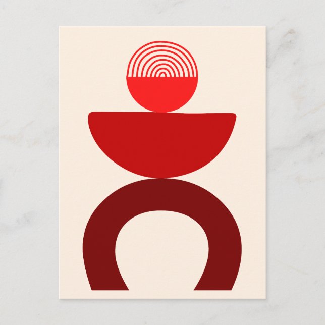 Cartes Pour Fêtes Annuelles Abstrait Art Moderne Formes géométriques Rouge (Devant)