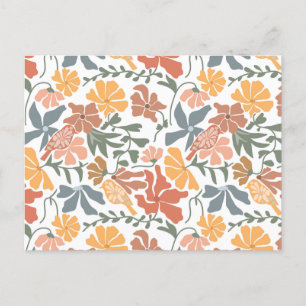 Cartes Pour Fêtes Annuelles Abstrait Floral & Oiseaux Mi-siècle Motif moderne