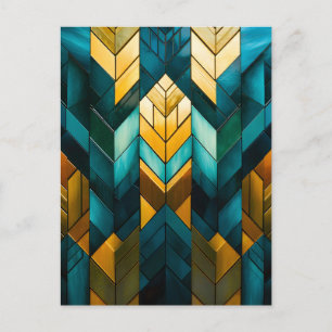 Cartes Pour Fêtes Annuelles Abstrait Géométrique Moderne Élégant Or Sarcelle