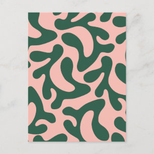 Cartes Pour Fêtes Annuelles Abstrait minimaliste vert et rose
