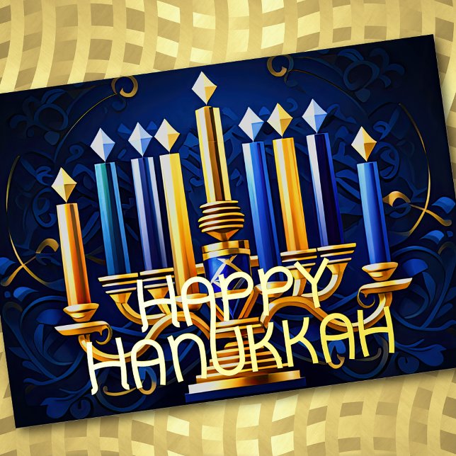 Cartes Pour Fêtes Annuelles Abstraite Menorah Happy Hanoukka (Créateur téléchargé)